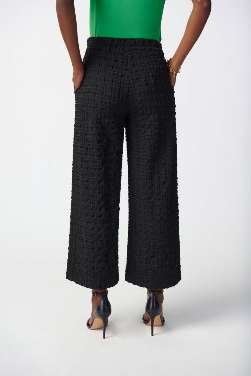 Joseph Ribkoff Black Check Jacquard Wide-Leg Pants Style 241187