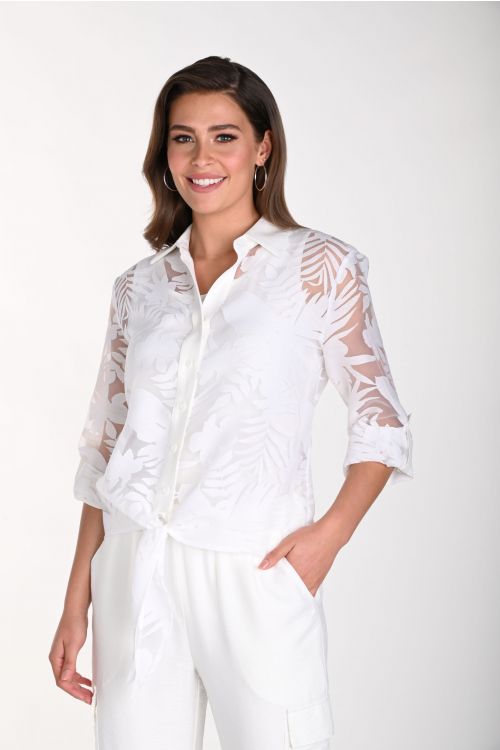 Frank Lyman Off-White Floral Print Blouse Style 241188