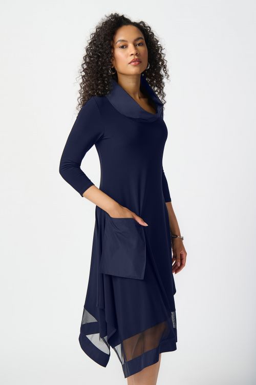 Joseph Ribkoff Midnight Blue Handkerchief Dress Style 241206