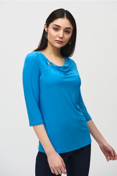 Joseph Ribkoff French Blue Cowl Neck Top Style 241241