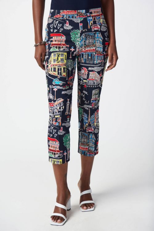 Joseph Ribkoff Midnight Blue/Multi Pull-On Pants Style 241268