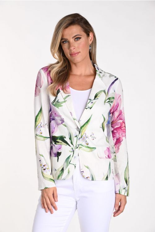 Frank Lyman Off-White/Multi Floral Print Blazer Style 241325U