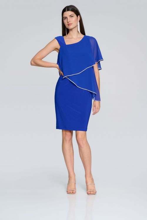 Joseph Ribkoff Royal Sapphire Asymmetrical Sheath Dress Style 241721