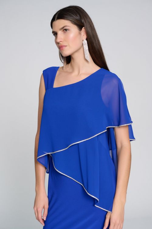 Joseph Ribkoff Royal Sapphire Asymmetrical Sheath Dress Style 241721