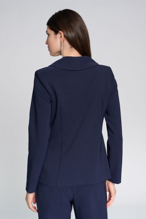 Joseph Ribkoff Midnight Blue Fitted Blazer with Ornament Closure Style 241737