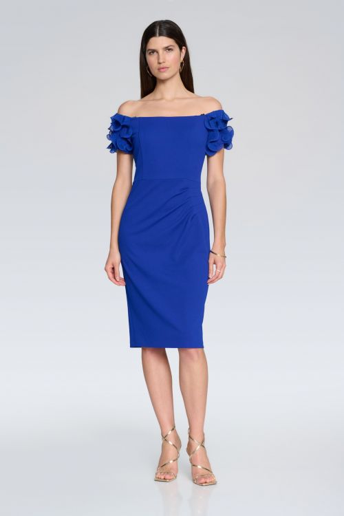 Joseph Ribkoff Royal Sapphire Off-the-Shoulder Sheath Dress Style 241740