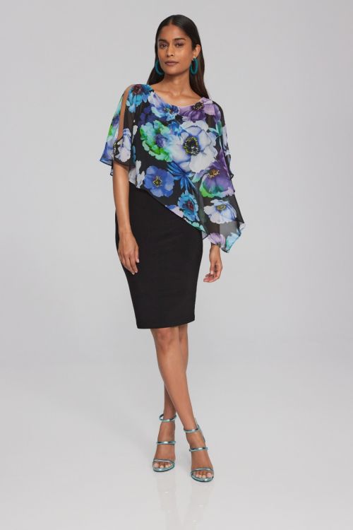 Joseph Ribkoff Black/Multi Floral Print Dress Style 241768