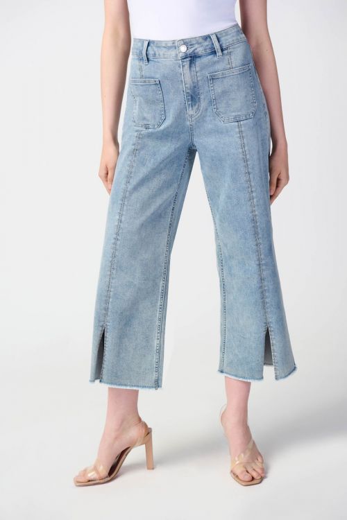 Joseph Ribkoff Light Blue Culotte Jeans With Embellished Front Seam Style 241903