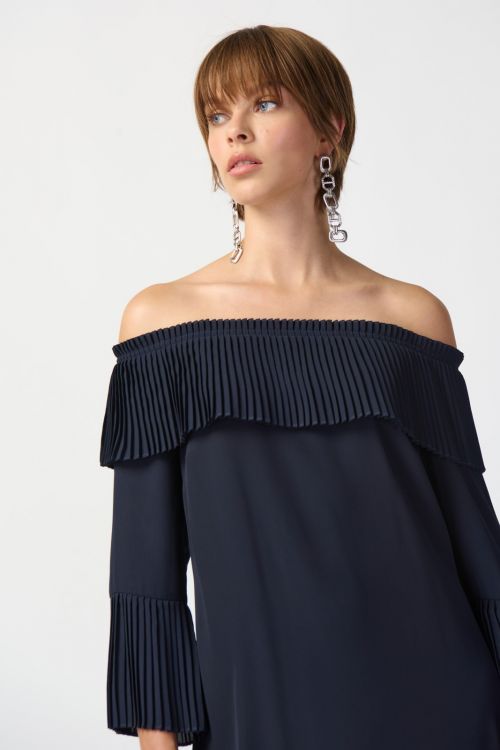 Joseph Ribkoff Midnight Blue Off-the-Shoulder A-line Dress Style 241907