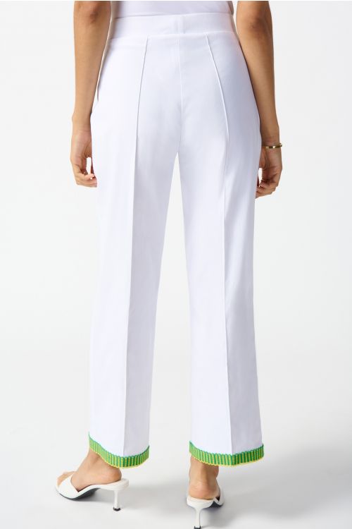 Joseph Ribkoff White/Multi Straight Pull-On Pants Style 242006