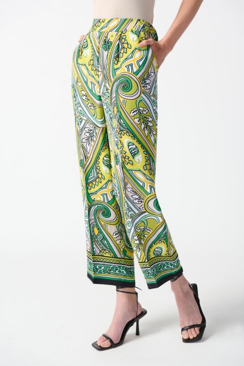 Joseph Ribkoff Vanilla/Multi Paisley Print Crop Pants Style 242010