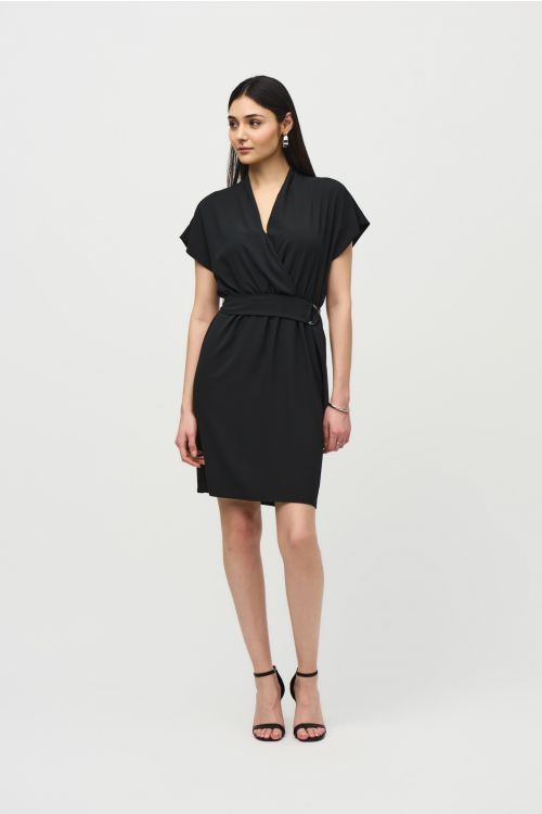 Joseph Ribkoff Black Belted Wrap Dress Style 242013