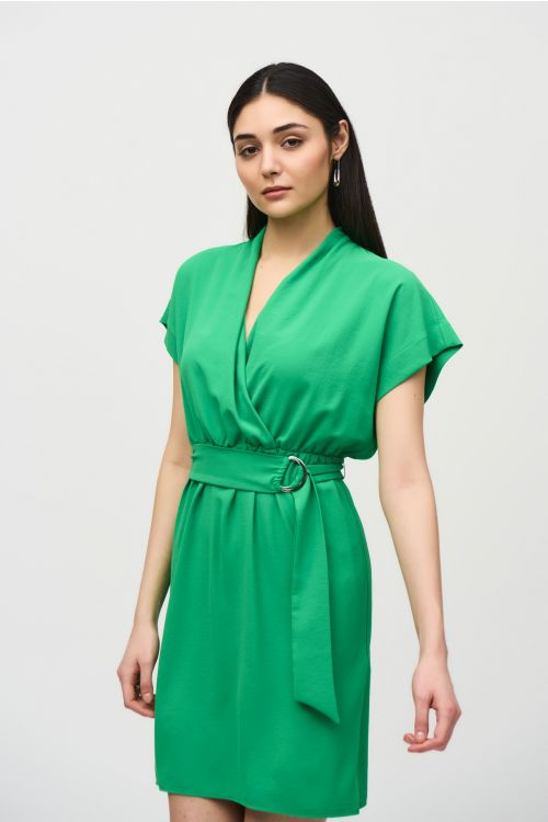 Joseph Ribkoff Island Green Belted Wrap Dress Style 242013