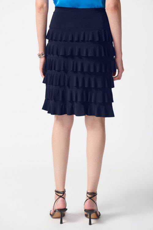 Joseph Ribkoff Midnight Blue A-Line Ruffled Skirt Style 242044