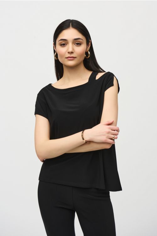 Joseph Ribkoff Black Asymmetrical Top Style 242084