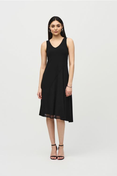 Joseph Ribkoff Black Asymmetrical Sleeveless Dress Style 242110