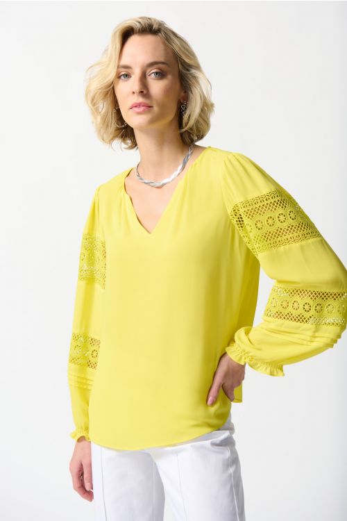 Joseph Ribkoff Sunlight Georgette Puff Sleeve Top Style 242124