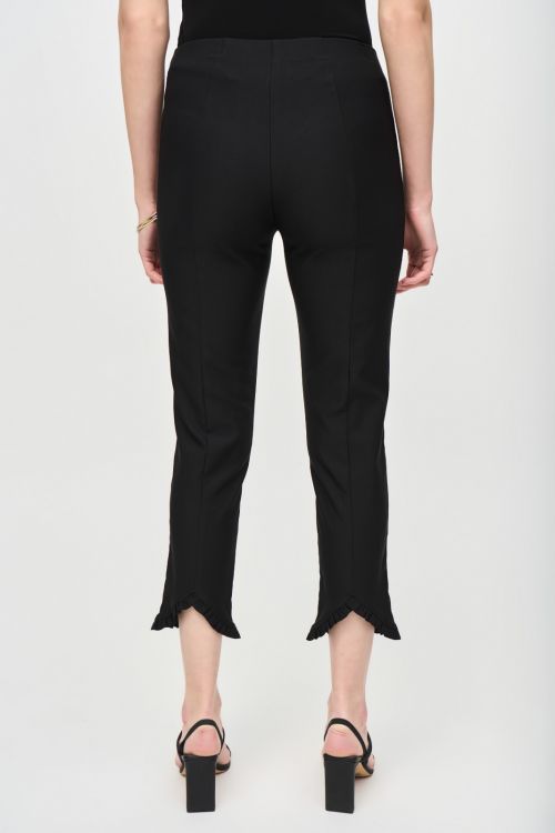 Joseph Ribkoff Black Crop Pants With Ruffles Style 242145