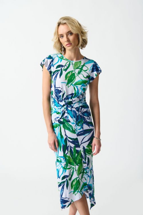 Joseph Ribkoff Vanilla/Multi Tropical Print Sheath Dress Style 242159