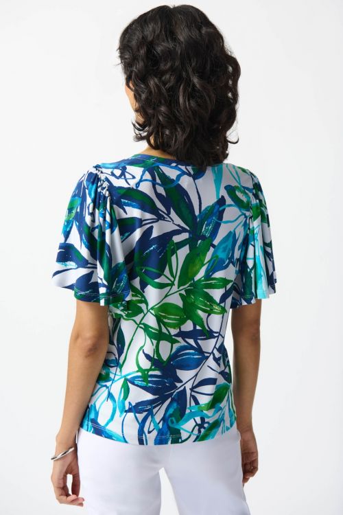 Joseph Ribkoff Vanilla/Multi Tropical Print Top Style 242183