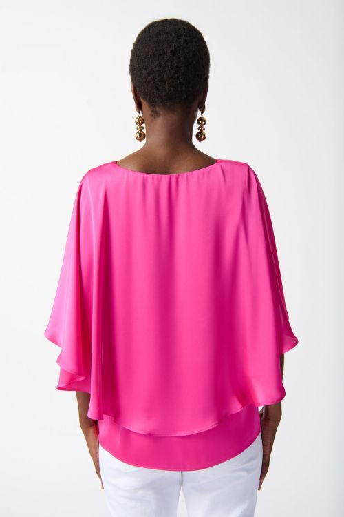 Joseph Ribkoff Ultra Pink Satin Cape Top Style 242202