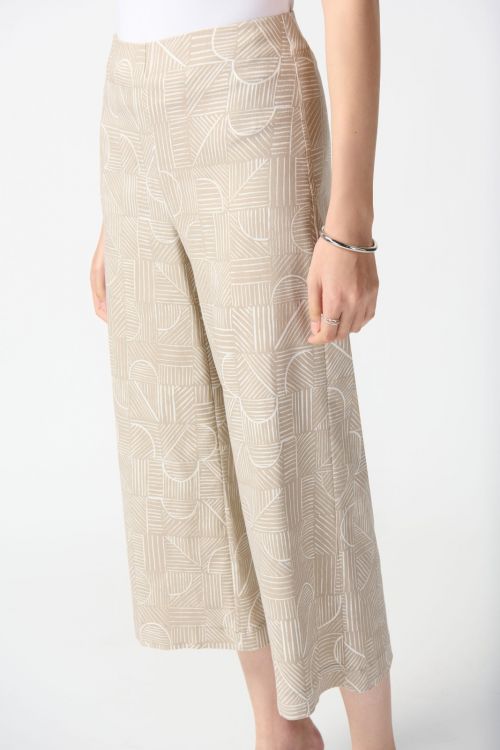 Joseph Ribkoff Dune/Vanilla Geometric Print Pull-On Culotte Pants Style 242220