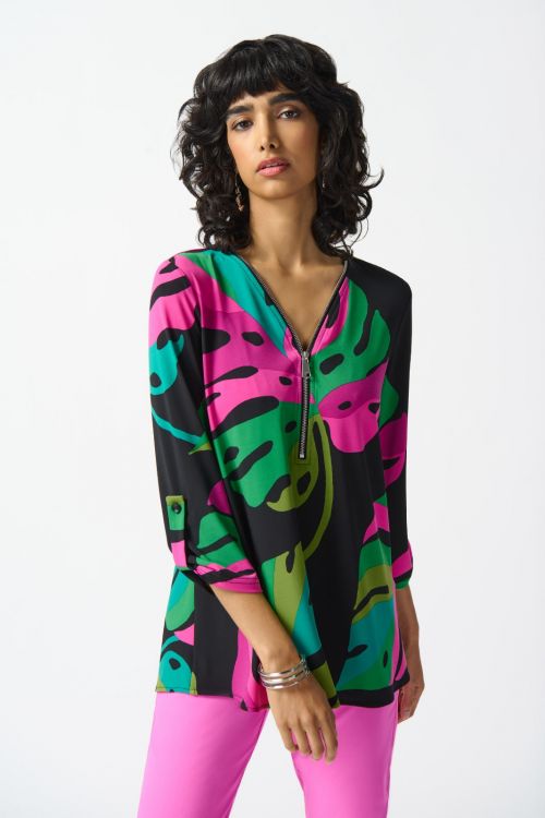 Joseph Ribkoff Black/Multi Tropical Print Tunic Style 242232