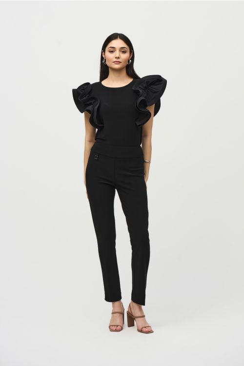 Joseph Ribkoff Black Statement Sleeve Top Style 242236