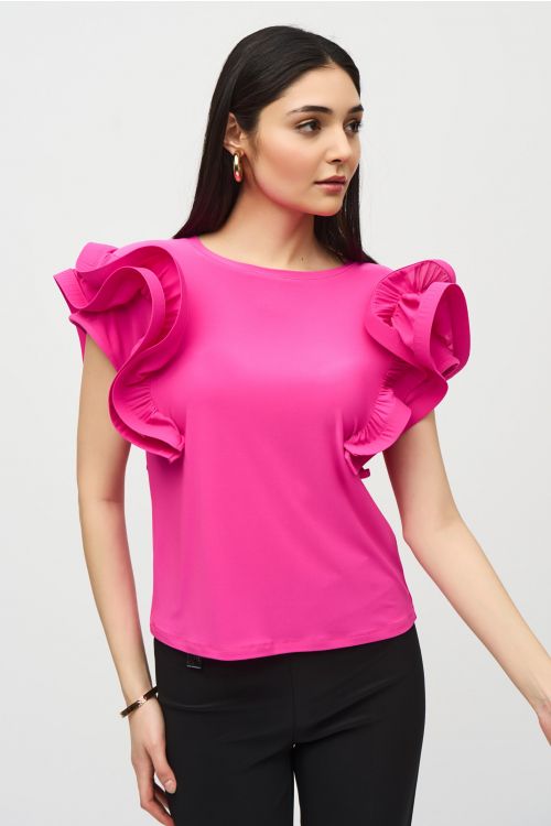 Joseph Ribkoff Ultra Pink Statement Sleeve Top Style 242236