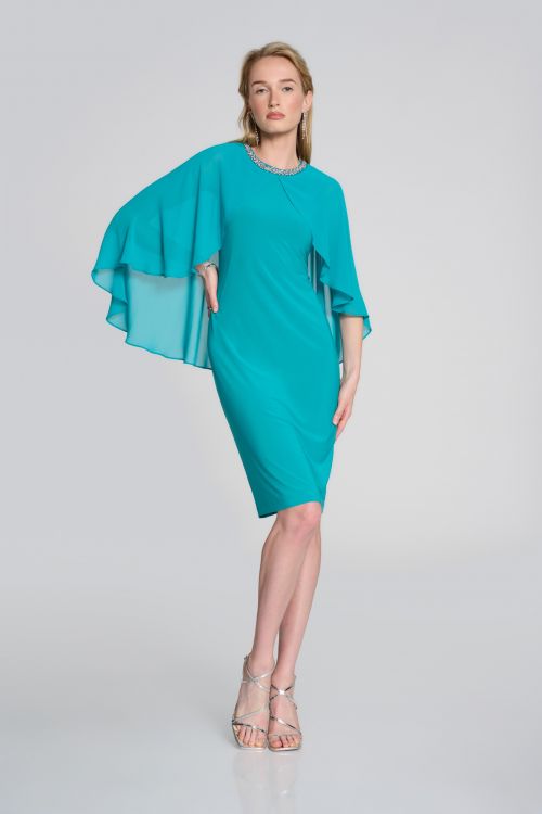 Joseph Ribkoff Ocean Blue Cape Dress Style 242731