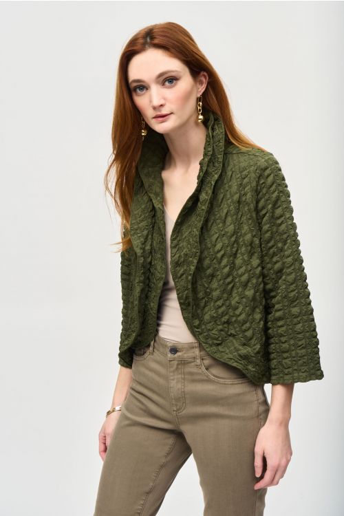 Joseph Ribkoff Iguana Bubble Woven Cropped Jacket Style 243084