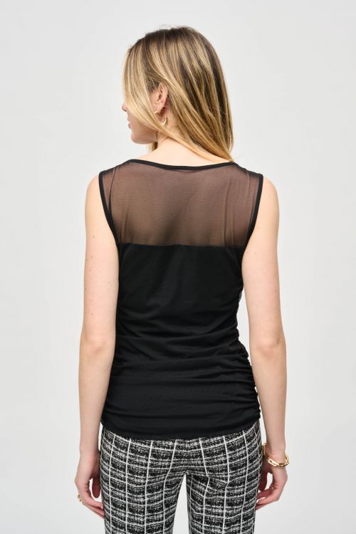 Joseph Ribkoff Black Mesh Sleeveless Fitted Top Style 243104