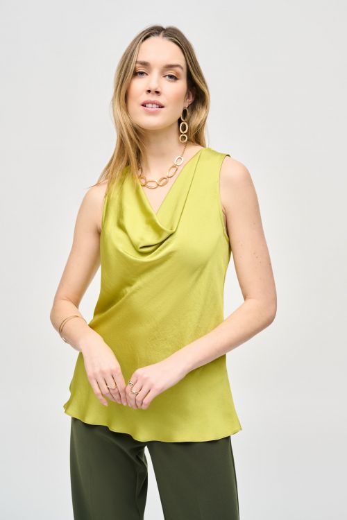 Joseph Ribkoff Wasabi Satin Straight Sleeveless Top Style 243125