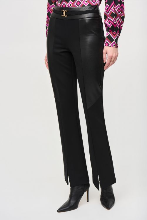 Joseph Ribkoff Black Slit Hem Flared Pants Style 243139