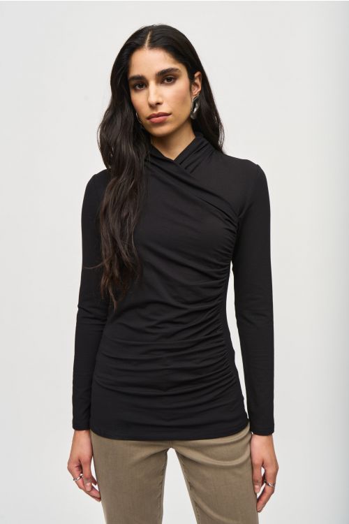 Joseph Ribkoff Black Jersey Knit Fitted Top Style 243148