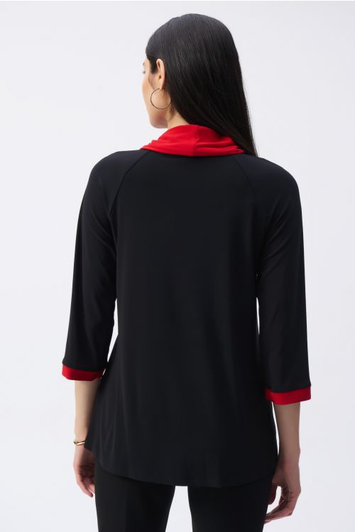 Joseph Ribkoff Black/Lipstick Red Colour Block Straight Tunic Style 243163