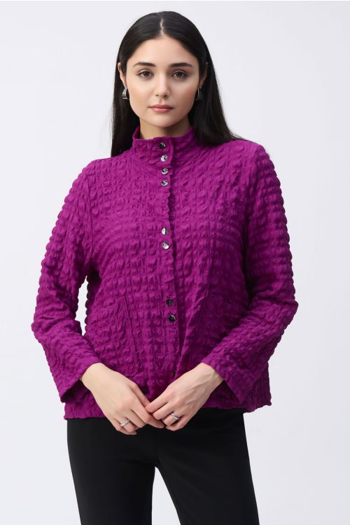 Joseph Ribkoff Empress Bubble Jacquard Mock Collar Jacket Style 243199