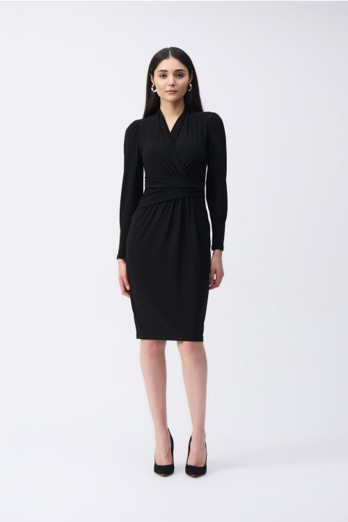 Joseph Ribkoff Black Draped Wrap Dress Style 243236