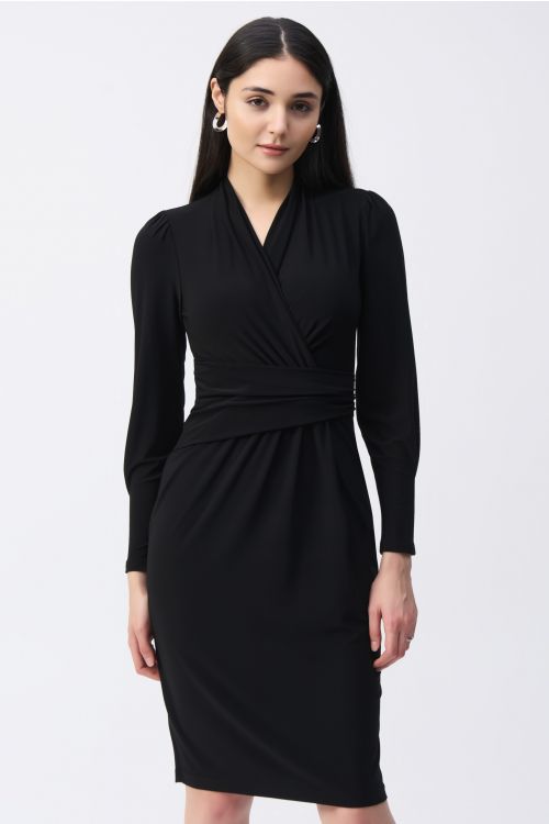 Joseph Ribkoff Black Draped Wrap Dress Style 243236