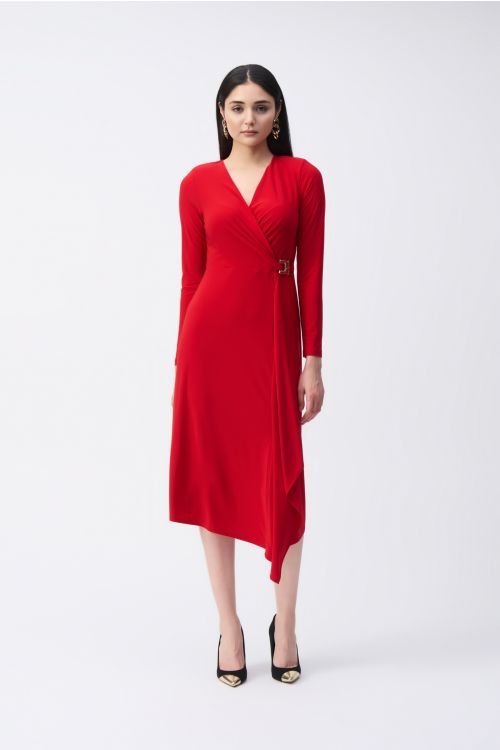 Joseph Ribkoff Lipstick Red Wrap Dress Style 243282