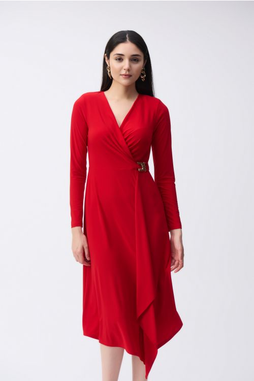 Joseph Ribkoff Lipstick Red Wrap Dress Style 243282