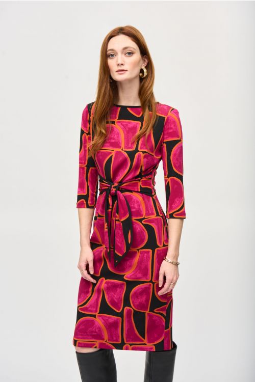 Joseph Ribkoff Black/Multi Abstract Print Sheath Dress Style 243297