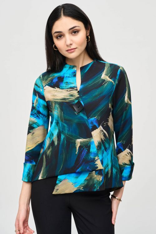 Joseph Ribkoff Black/Multi Abstract Print Swing Jacket Style 243328