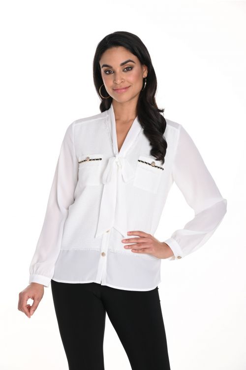 Frank Lyman Off-White Button-Down Blouse Style 243454U