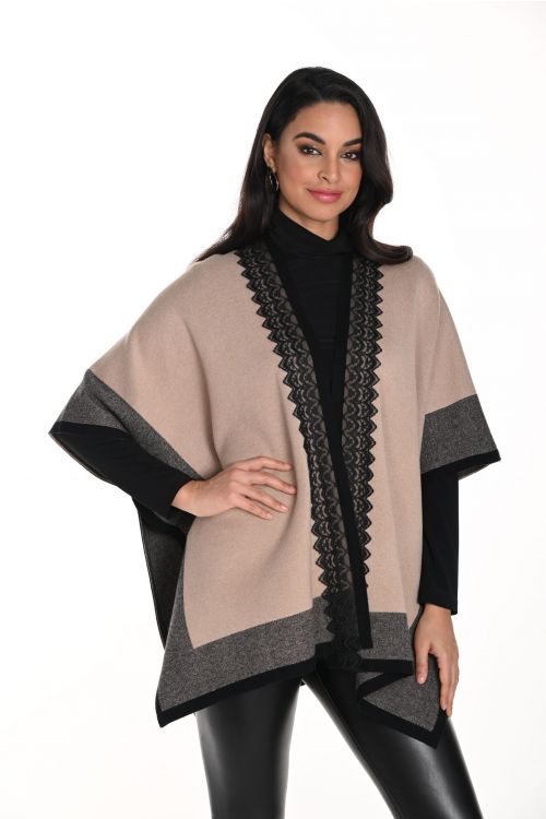 Frank Lyman Beige/Black Poncho Style 243509U