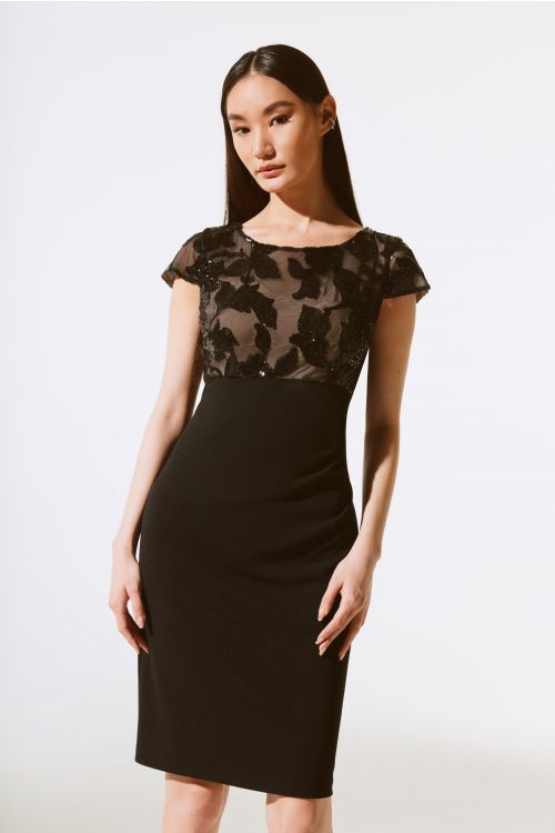 Joseph Ribkoff Black Short Sleeve Sheath Dress Style 243700