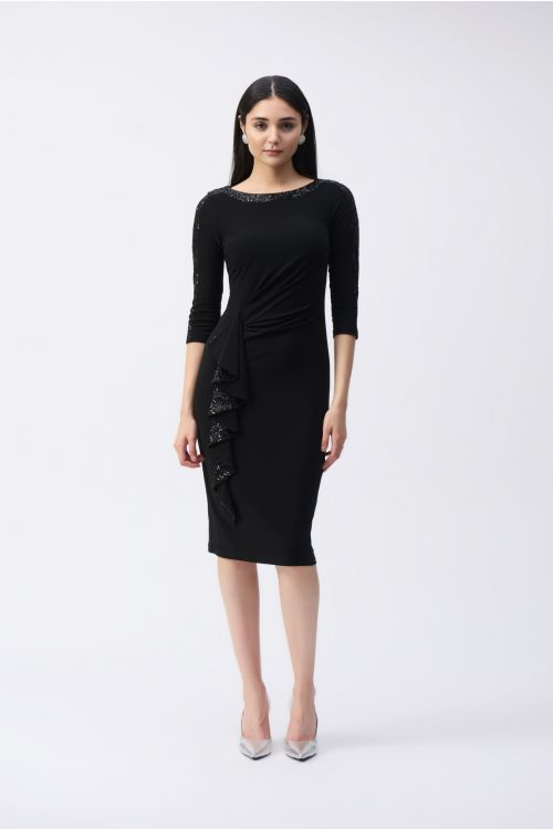 Joseph Ribkoff Black Sheath Dress With Sequins Style 243702