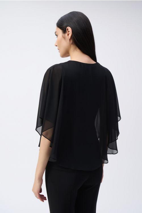 Joseph Ribkoff Black Chiffon Poncho Top Style 243707