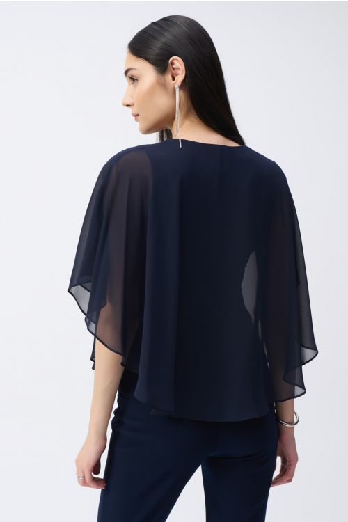 Joseph Ribkoff Midnight Blue Chiffon Poncho Top Style 243707