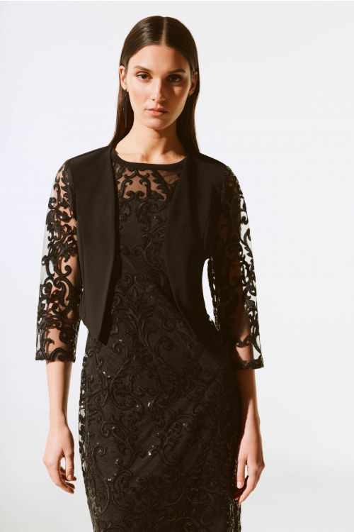 Joseph Ribkoff Black Sequins Lace Bolero Style 243737